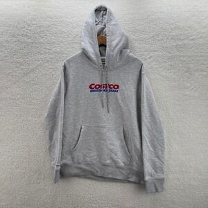 Costco Hoodie Men's Medium Gray Pullover Sweater Sweatshirt Embroidered Grocery